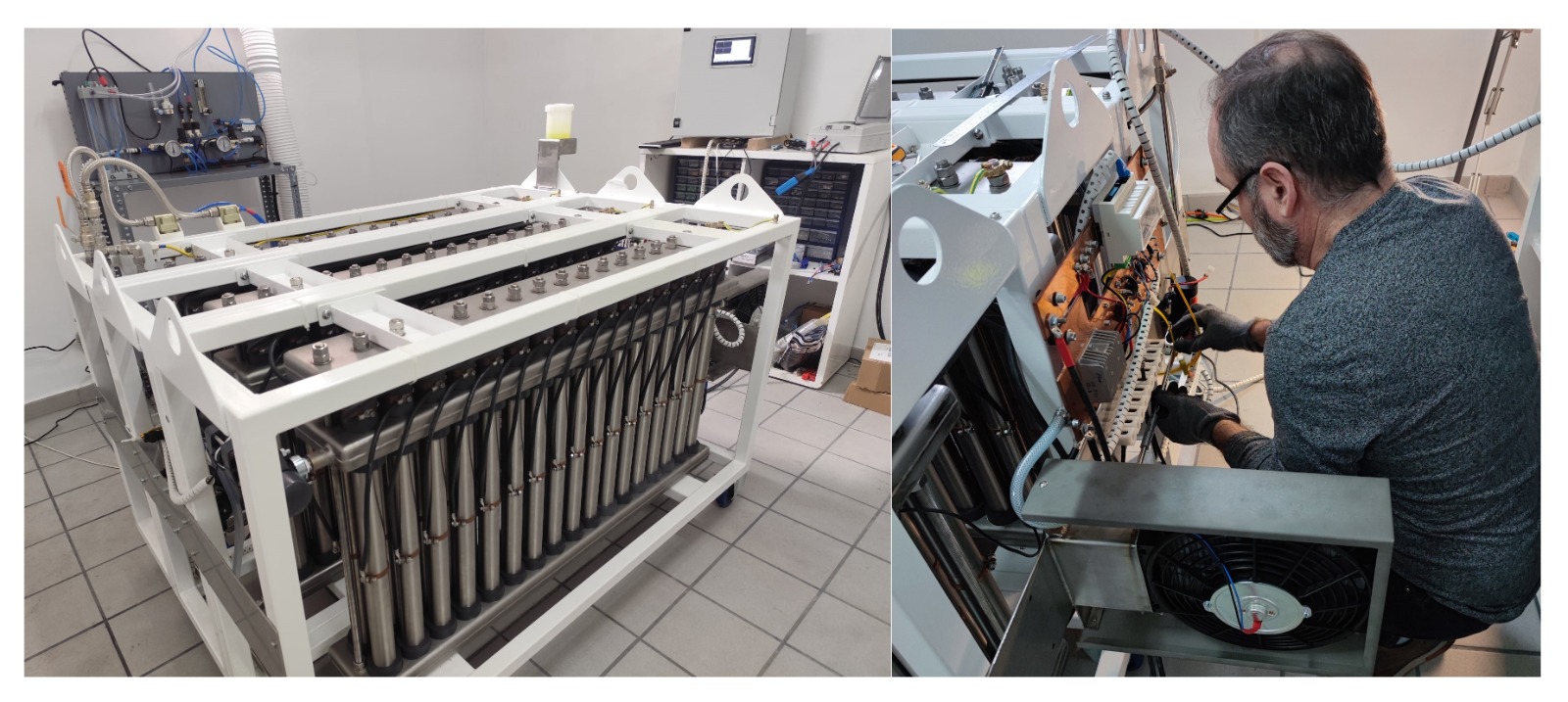 Equipo de electrólisis y trabajo de desarrollo de control y electrónica
